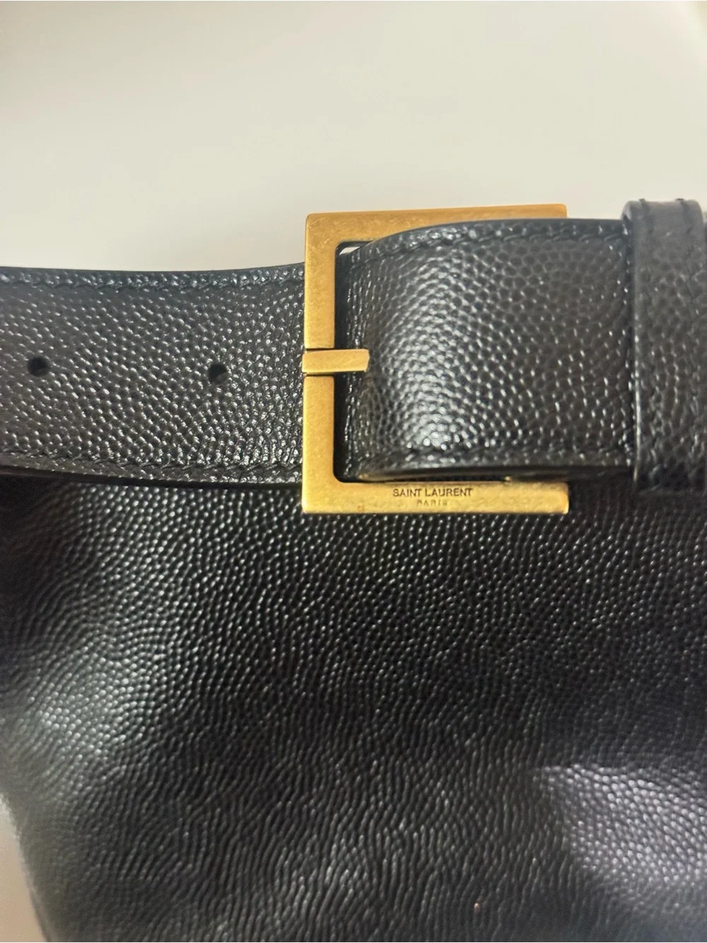 Saint Laurent YSL Cassandre Black Leather Belt Bag Full Set